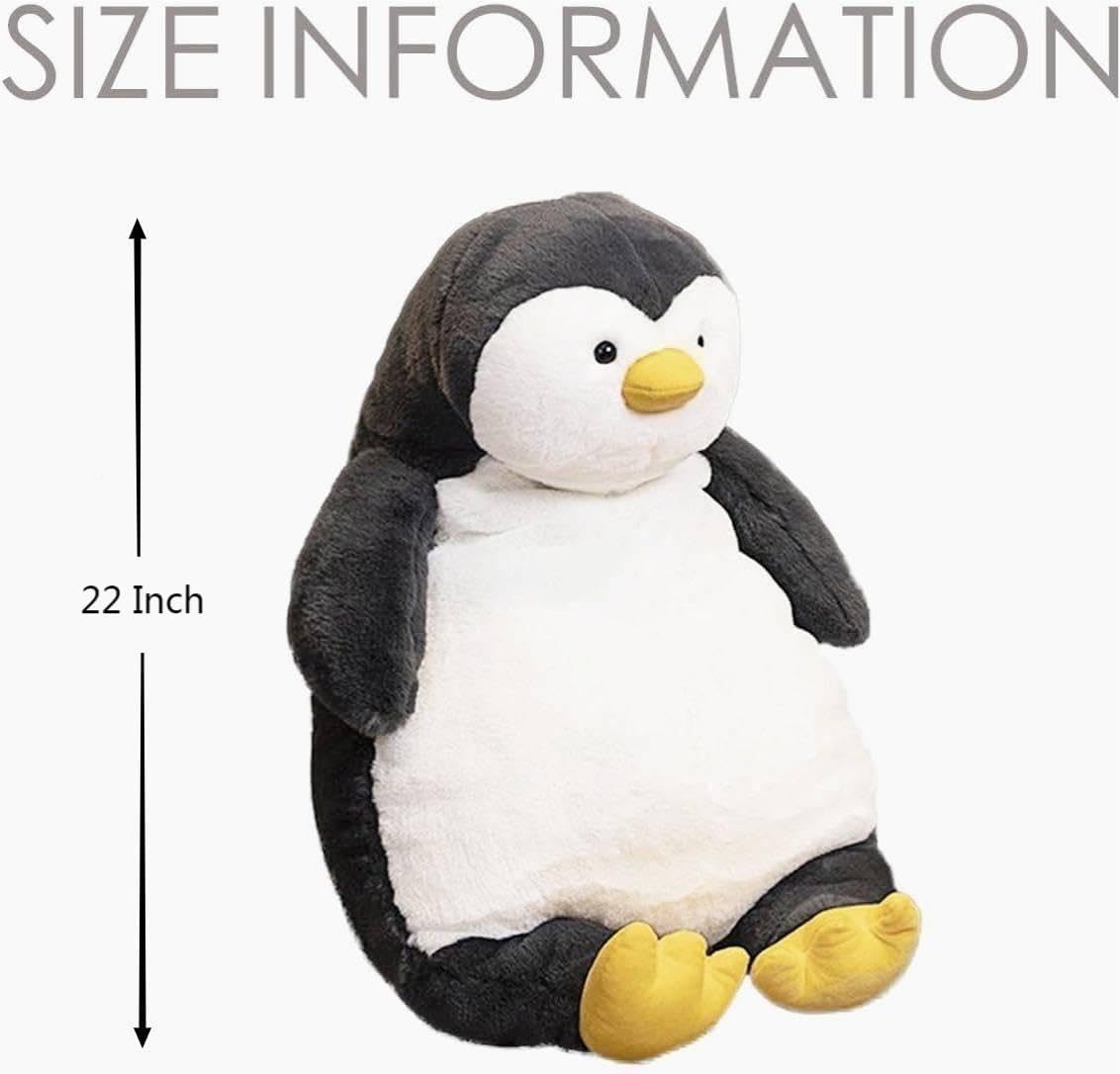 ARELUX 22in Large Penguin Plush Stuffed Animal Hugging Pillow:Soft Giant Sleeping Body Warm Fluffy Pillow Adorable Chubby Plushie Toy Creative Dormitory