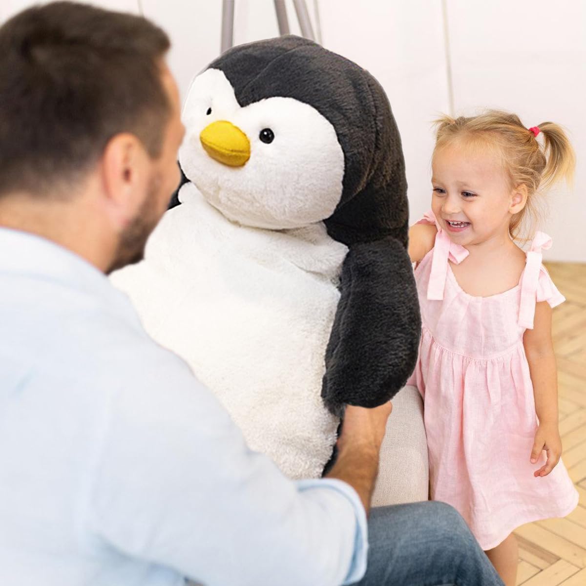 ARELUX 22in Large Penguin Plush Stuffed Animal Hugging Pillow:Soft Giant Sleeping Body Warm Fluffy Pillow Adorable Chubby Plushie Toy Creative Dormitory