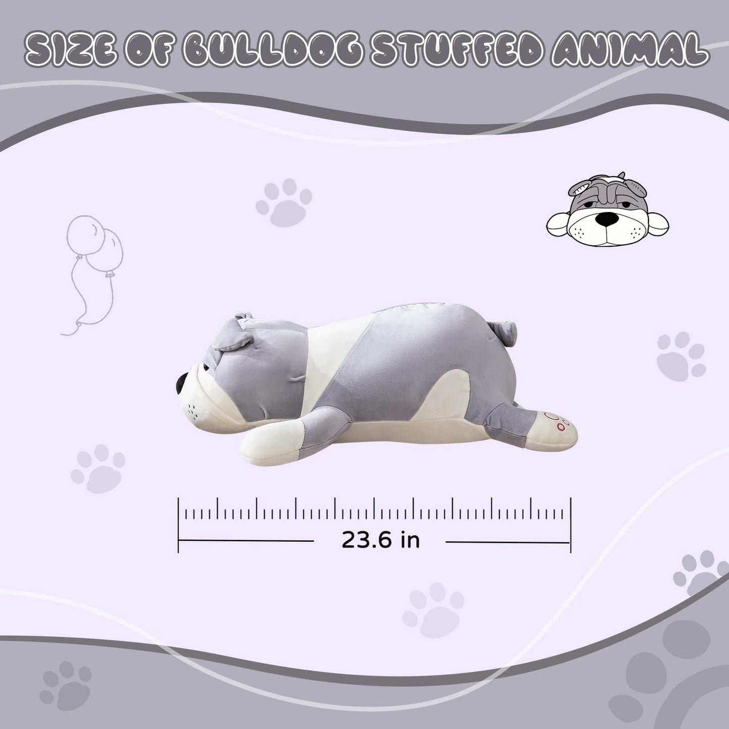 Dog Stuffed Animals, Brown 17.7in Dog Plush Bulldog Stuffed Animals Big Stuffed Animal Christmas Birthday Gifts for Kids Boys and Girls