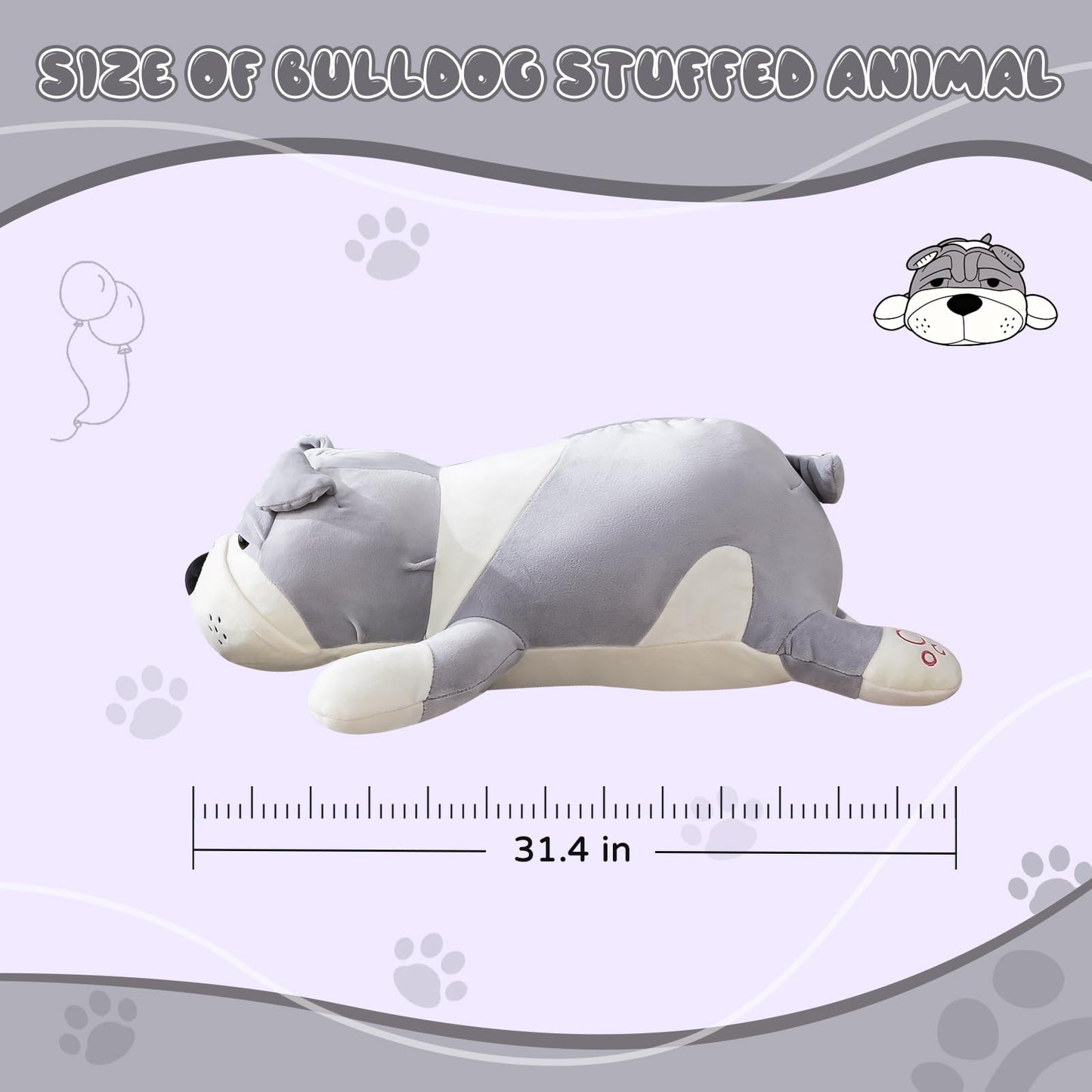 Dog Stuffed Animals, Brown 17.7in Dog Plush Bulldog Stuffed Animals Big Stuffed Animal Christmas Birthday Gifts for Kids Boys and Girls