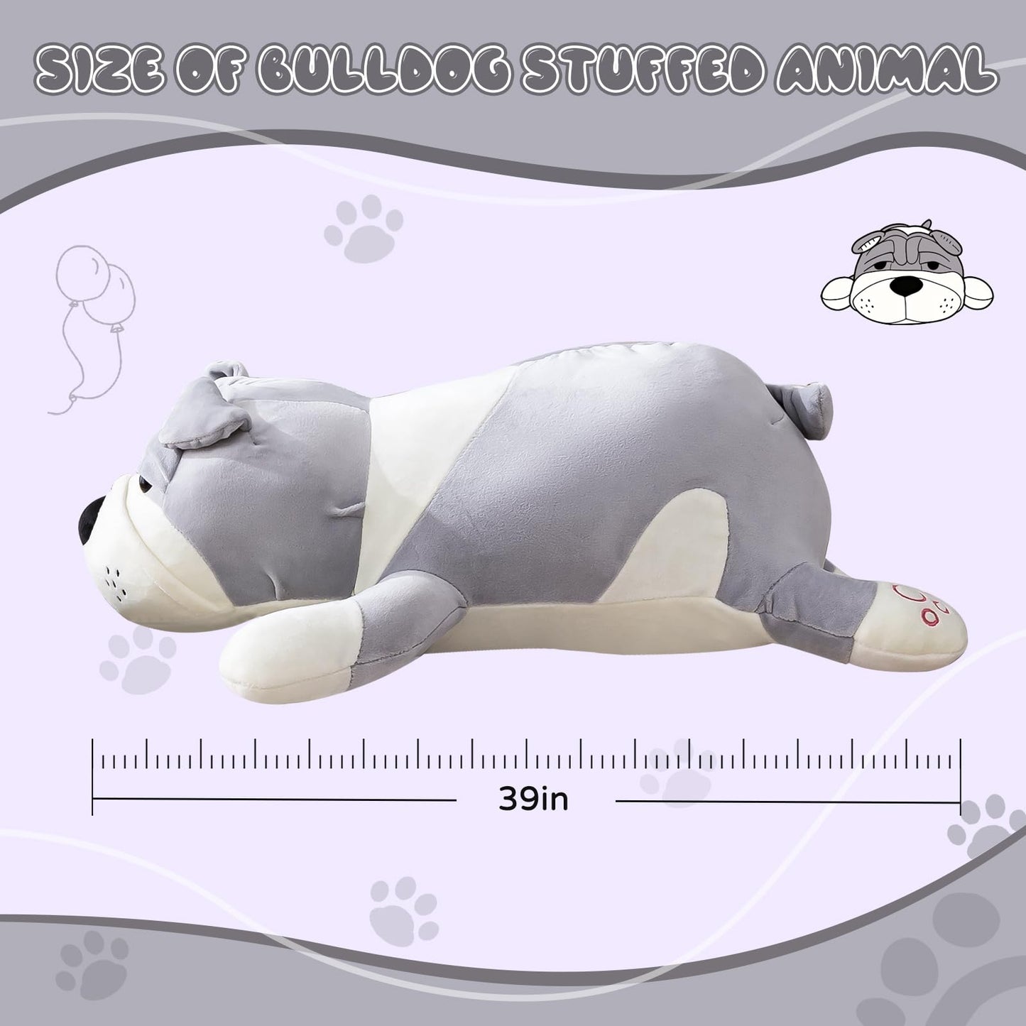 Dog Stuffed Animals, Brown 17.7in Dog Plush Bulldog Stuffed Animals Big Stuffed Animal Christmas Birthday Gifts for Kids Boys and Girls