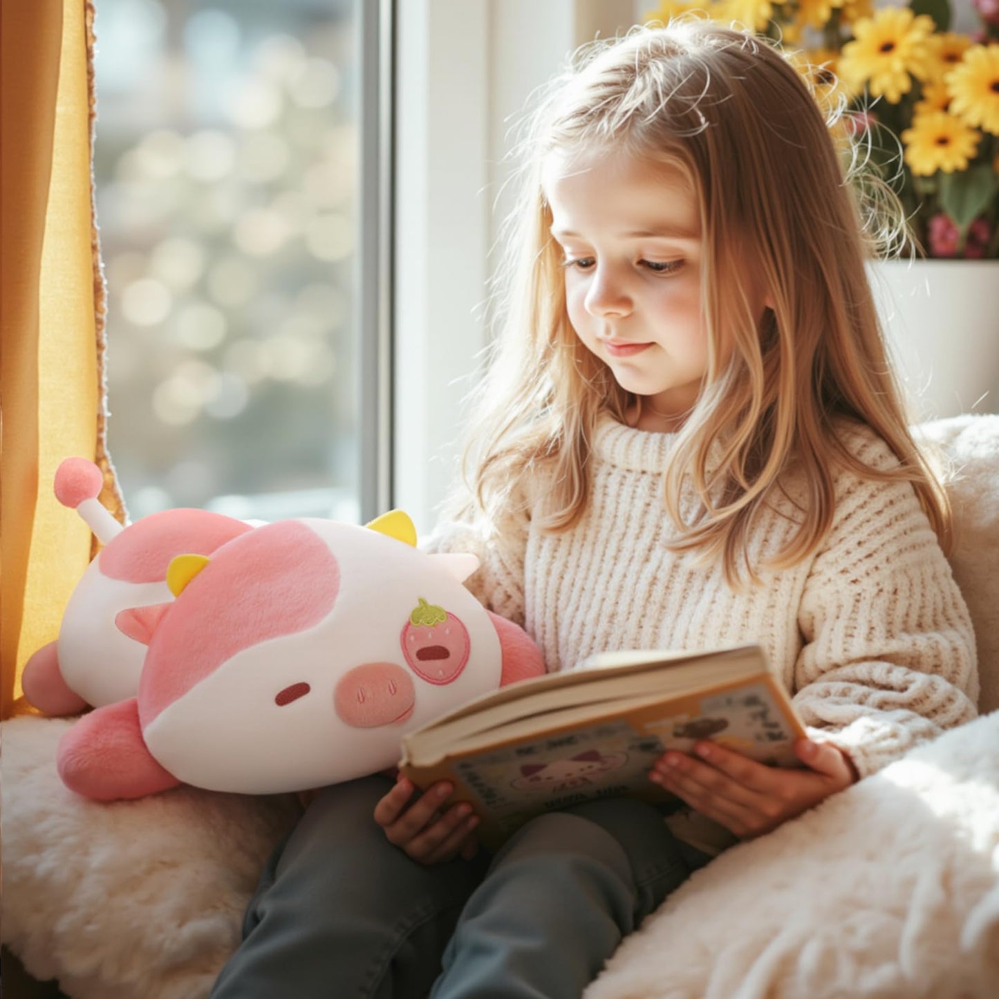 Mewaii Cute Black Cat Plush Pillow, Kawaii Plushies Black Cat Stuffed Animals, Squishy Plushies, Cuddle Plush Pillow for Kids & Girls (13 Inch)