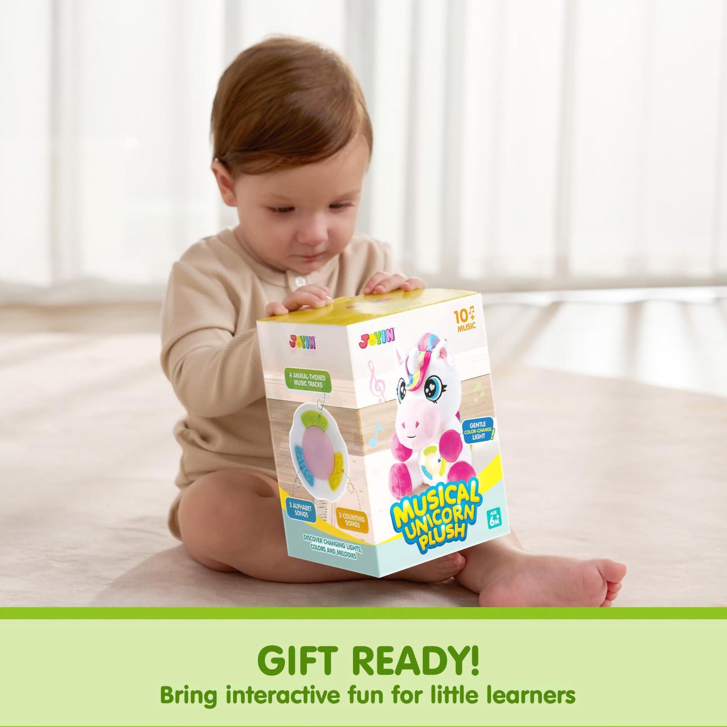 JOYIN Musical Dinosuar Plush Baby Toy, Stuffed Animal with Music & Light, Baby Musical Soft Plush Toys for Infant Babies, Christmas Birthday Gifts for Boys and Girls 6+ Months