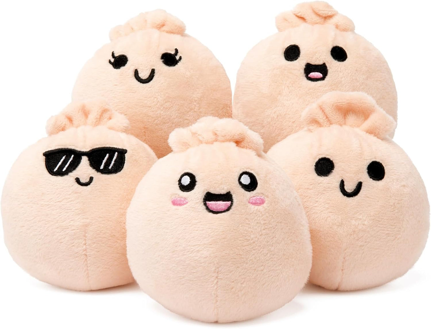 WHAT DO YOU MEME? Emotional Support Dumplings by Relatable, Cuddly Plush Toys and Stuffed Animals, Includes 5 Plushies with Basket, Cozy Idea for Loved Ones