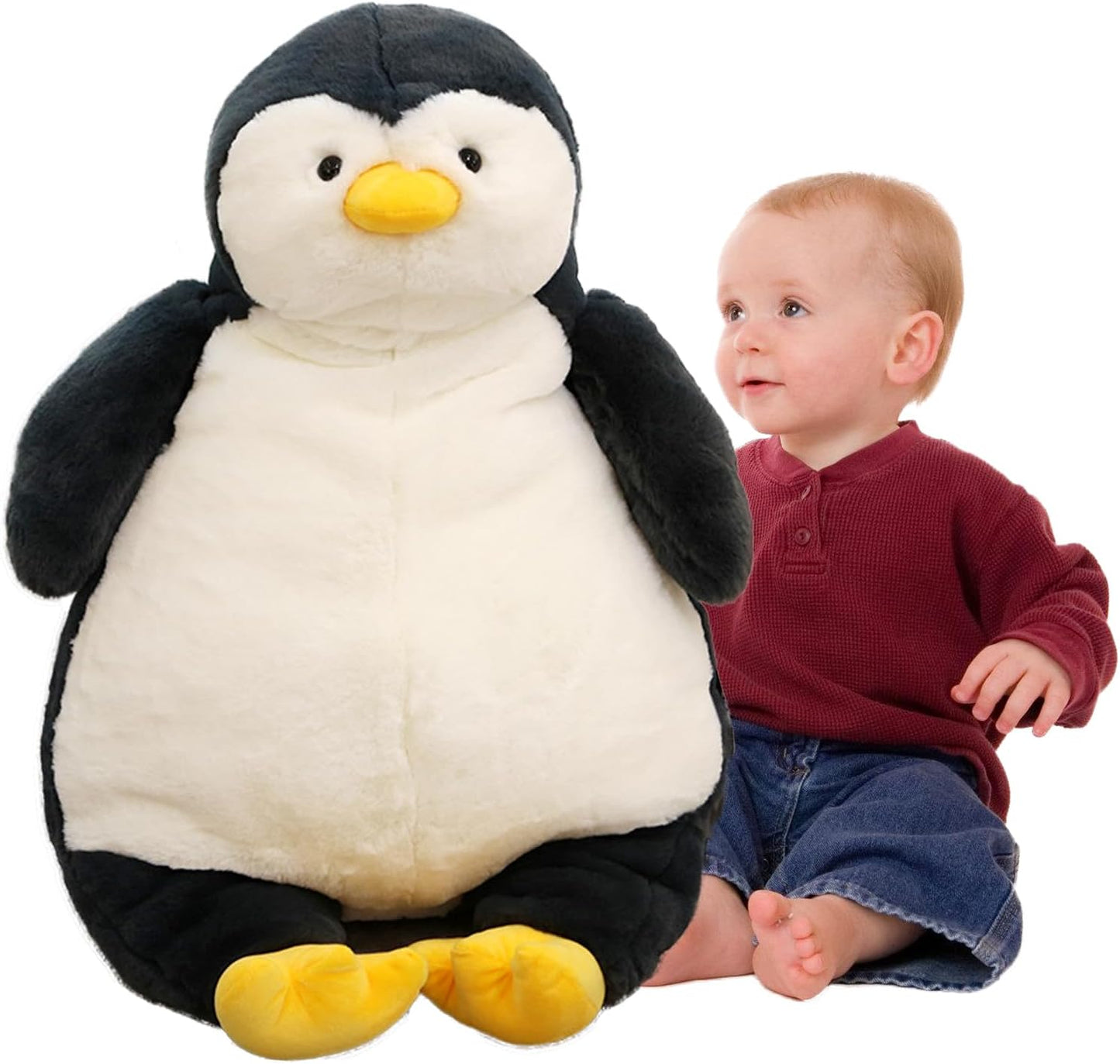 ARELUX 22in Large Penguin Plush Stuffed Animal Hugging Pillow:Soft Giant Sleeping Body Warm Fluffy Pillow Adorable Chubby Plushie Toy Creative Dormitory