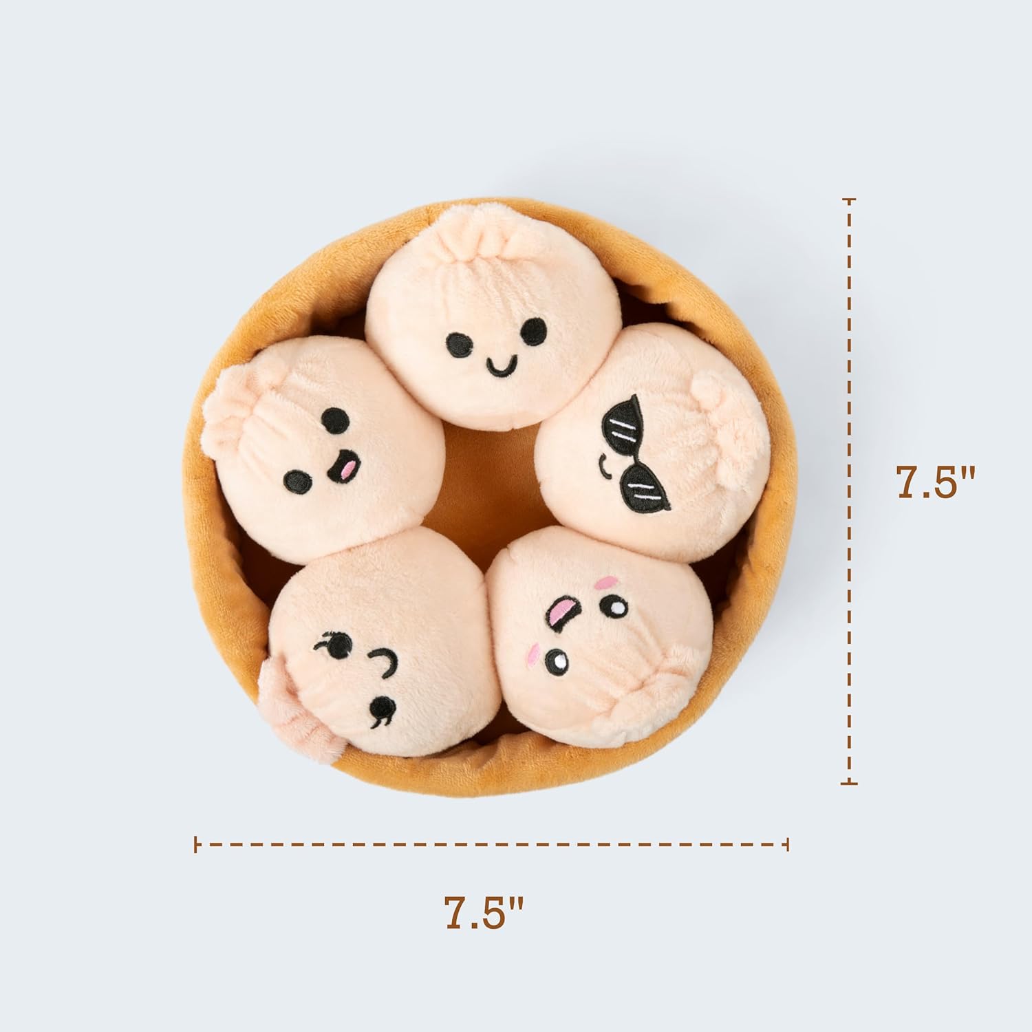 WHAT DO YOU MEME? Emotional Support Dumplings by Relatable, Cuddly Plush Toys and Stuffed Animals, Includes 5 Plushies with Basket, Cozy Idea for Loved Ones