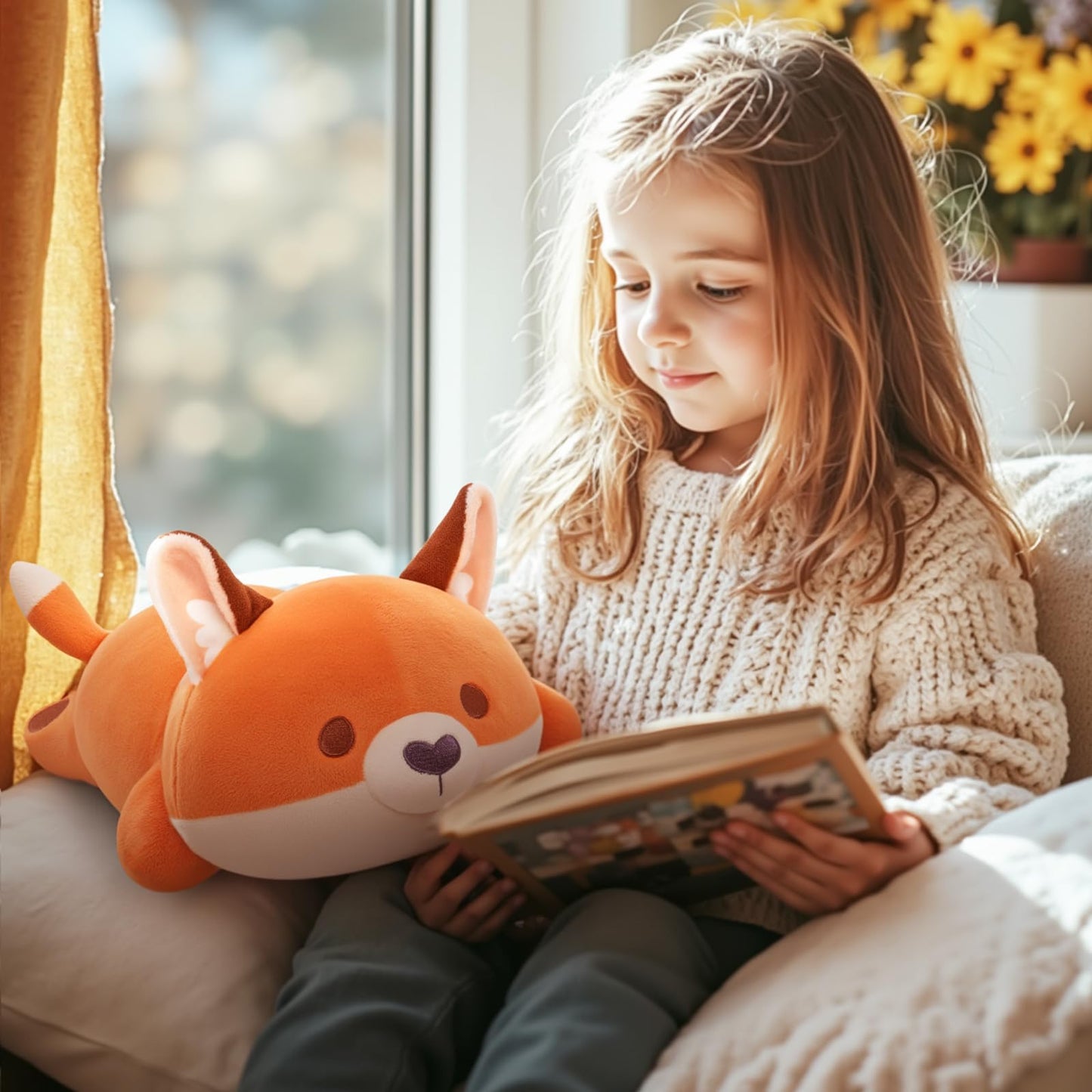 Mewaii Cute Black Cat Plush Pillow, Kawaii Plushies Black Cat Stuffed Animals, Squishy Plushies, Cuddle Plush Pillow for Kids & Girls (13 Inch)