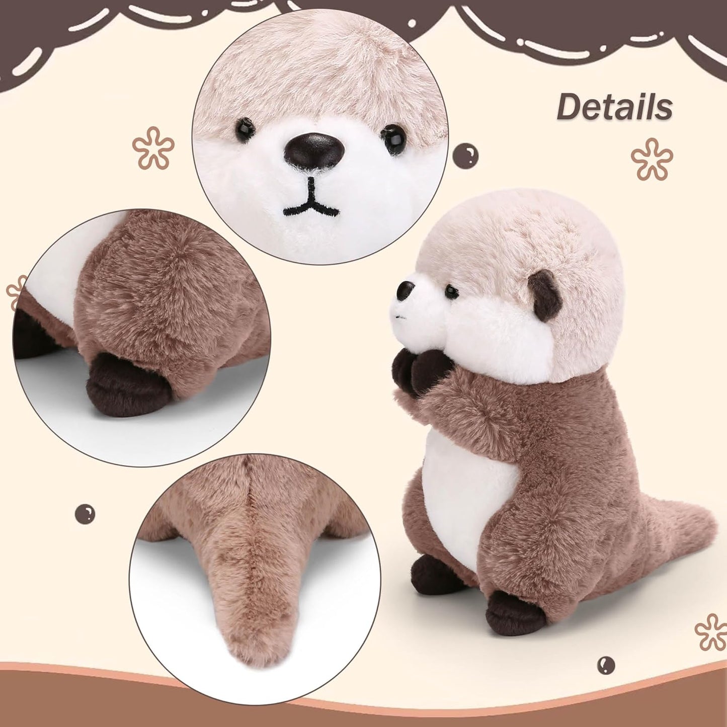 Cute Otter Plush Soft Plushie Toy Stuffed Animal Birthday Gift for Kids Children Girls Boys 9.8 Inch Sea Otter Stuffed Animals