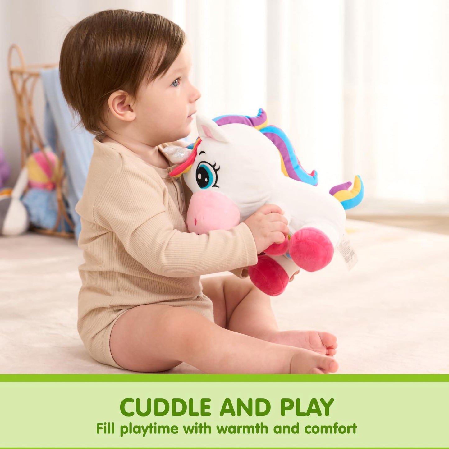 JOYIN Musical Dinosuar Plush Baby Toy, Stuffed Animal with Music & Light, Baby Musical Soft Plush Toys for Infant Babies, Christmas Birthday Gifts for Boys and Girls 6+ Months