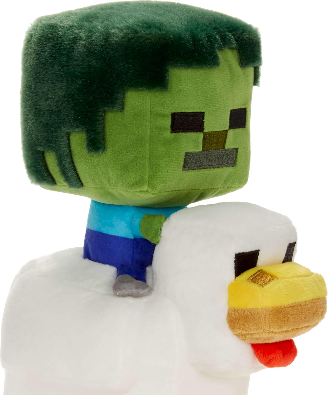 Mattel Minecraft Plush Zombie Chicken Jockey Toy, Collectible Stuffed Animal, 8-inch Soft Doll Inspired by Video Game Character​​
