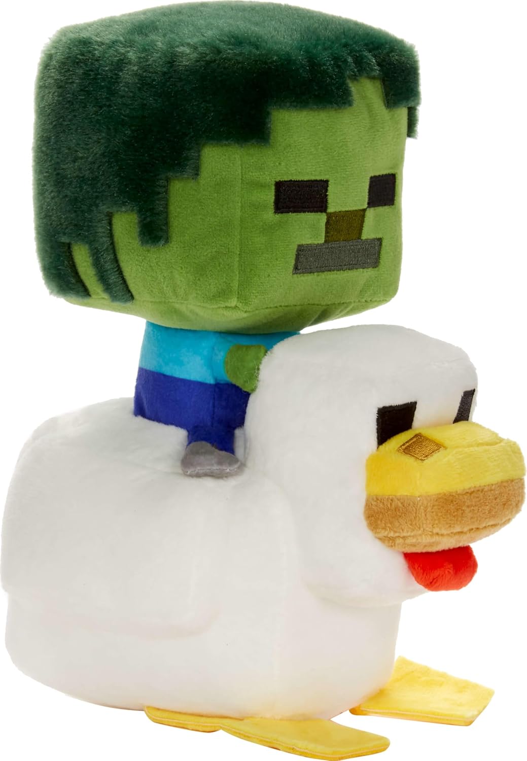 Mattel Minecraft Plush Zombie Chicken Jockey Toy, Collectible Stuffed Animal, 8-inch Soft Doll Inspired by Video Game Character​​