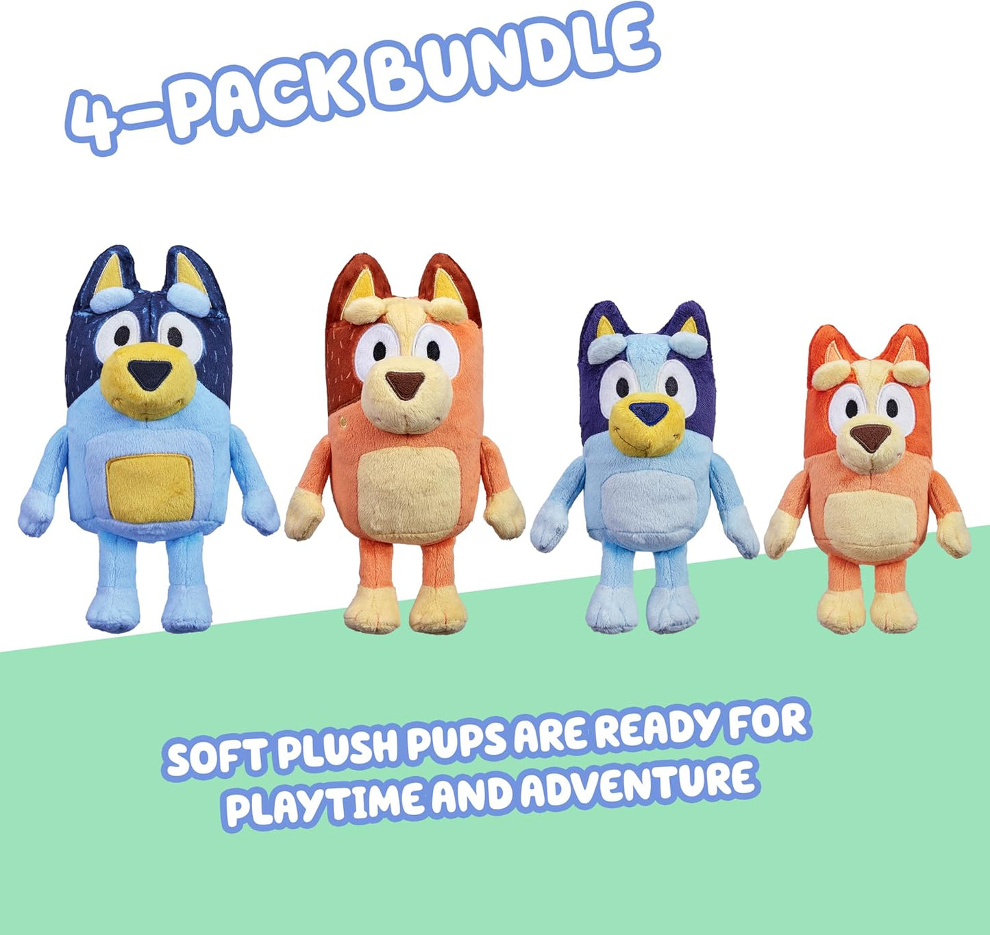 Bluey Heeler Family Stuffed Animal Set of 4, 7-8”, Soft, Bingo, Bandit, and Chilli Plush Figure Toys, Cuddly Plush Toys for Kids Ages 3+