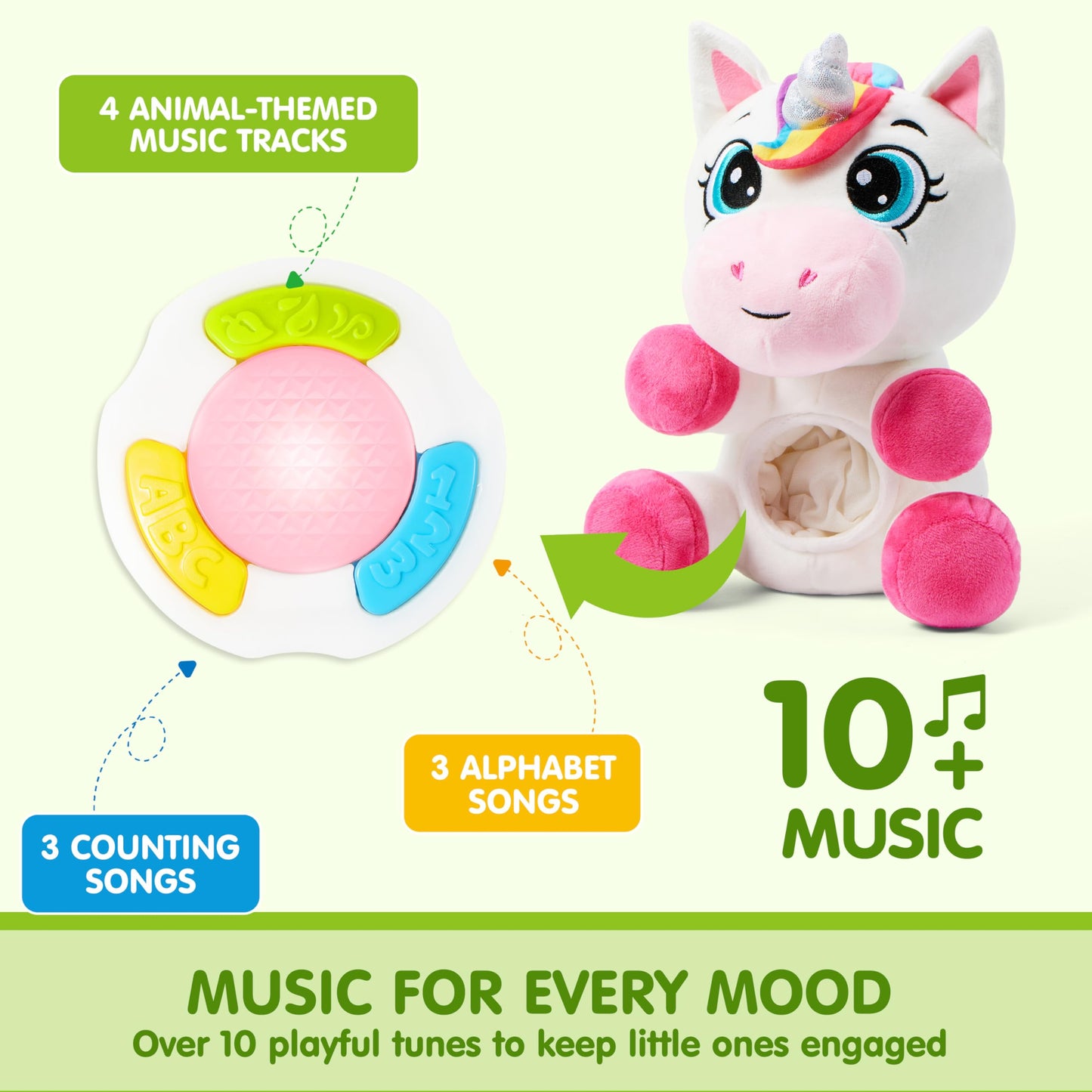 JOYIN Musical Dinosuar Plush Baby Toy, Stuffed Animal with Music & Light, Baby Musical Soft Plush Toys for Infant Babies, Christmas Birthday Gifts for Boys and Girls 6+ Months