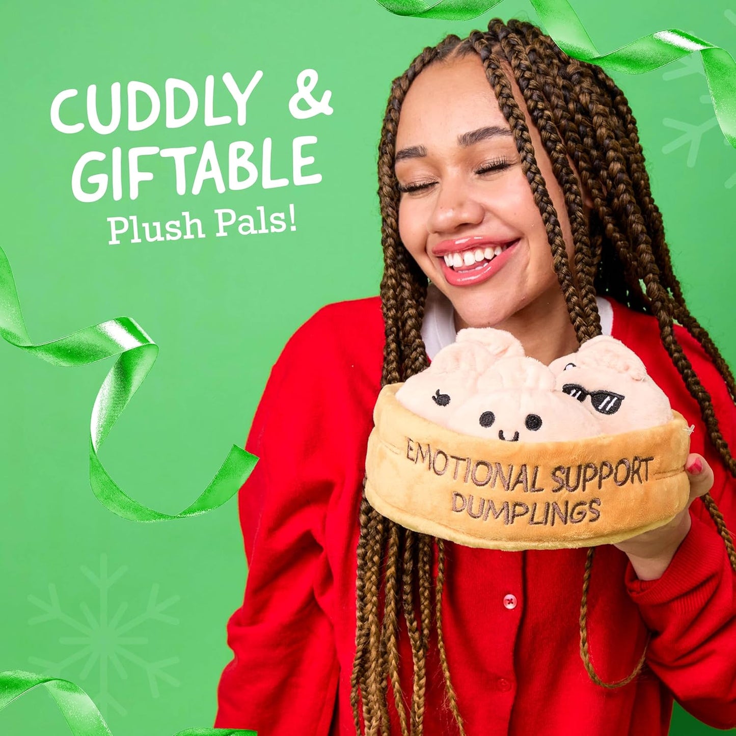 WHAT DO YOU MEME? Emotional Support Dumplings by Relatable, Cuddly Plush Toys and Stuffed Animals, Includes 5 Plushies with Basket, Cozy Idea for Loved Ones