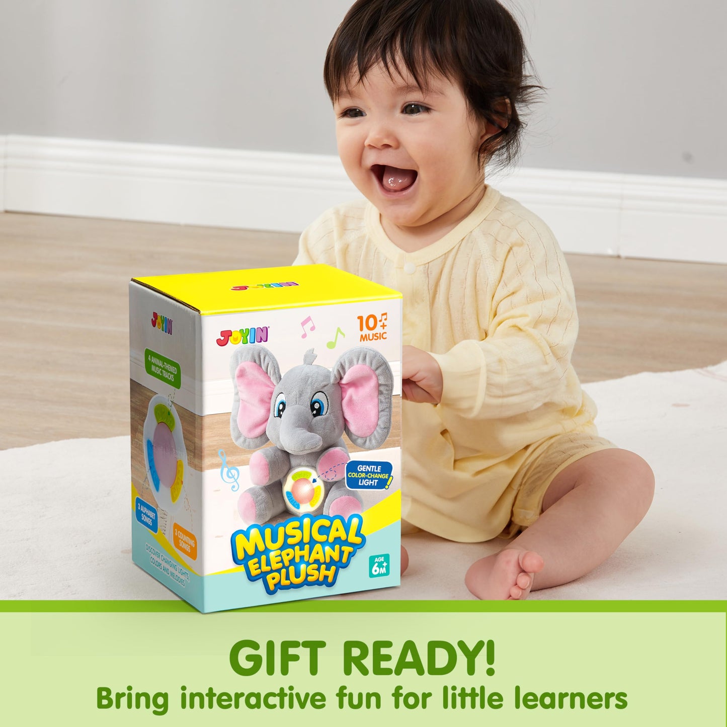 JOYIN Musical Dinosuar Plush Baby Toy, Stuffed Animal with Music & Light, Baby Musical Soft Plush Toys for Infant Babies, Christmas Birthday Gifts for Boys and Girls 6+ Months