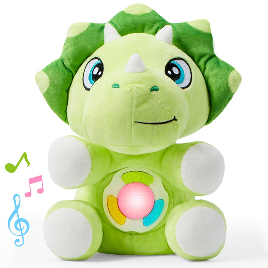 JOYIN Musical Dinosuar Plush Baby Toy, Stuffed Animal with Music & Light, Baby Musical Soft Plush Toys for Infant Babies, Christmas Birthday Gifts for Boys and Girls 6+ Months