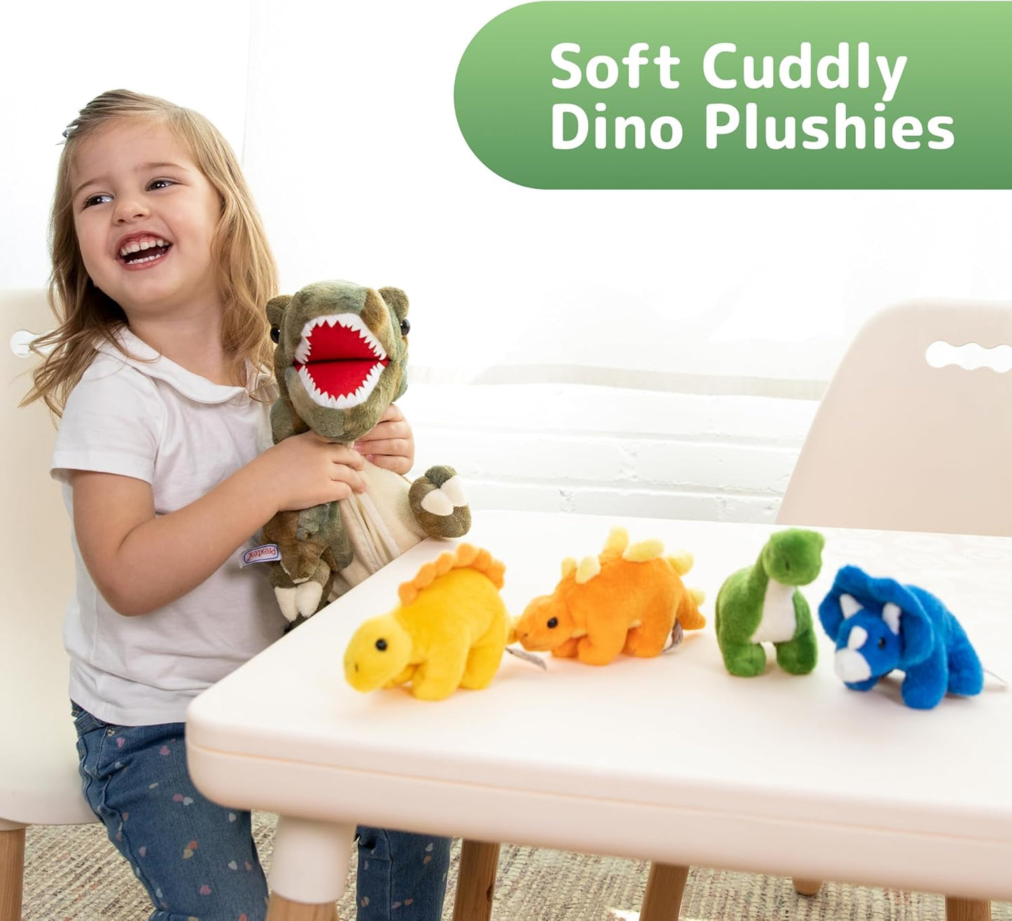 PREXTEX Dinosaur Stuffed Animal Set - Mommy T-Rex with 5 Plush Baby Dinosaurs Inside - Soft Dinosaurs Plush Toys for Kids 3 and Up - Portable Dinosaur Pillow Gift for Boys and Girls - Zipper Storage