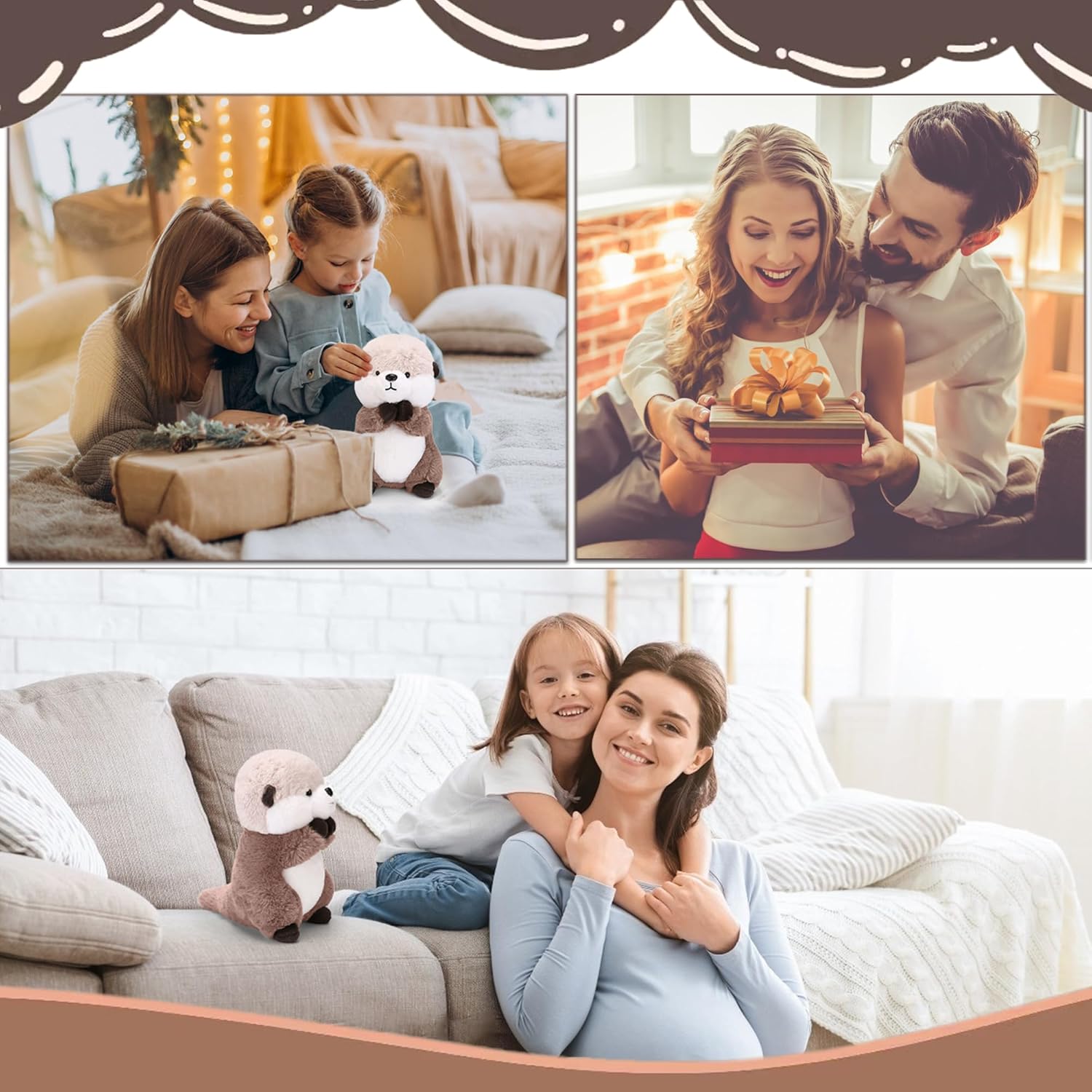 Cute Otter Plush Soft Plushie Toy Stuffed Animal Birthday Gift for Kids Children Girls Boys 9.8 Inch Sea Otter Stuffed Animals