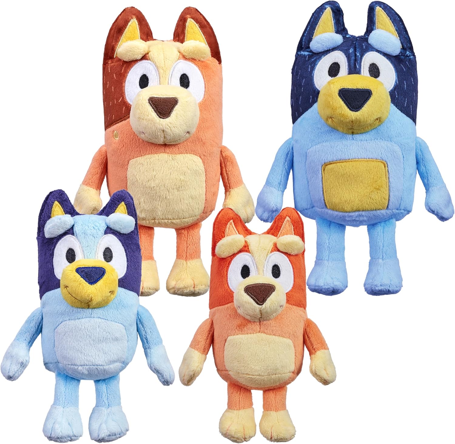 Bluey Heeler Family Stuffed Animal Set of 4, 7-8”, Soft, Bingo, Bandit, and Chilli Plush Figure Toys, Cuddly Plush Toys for Kids Ages 3+