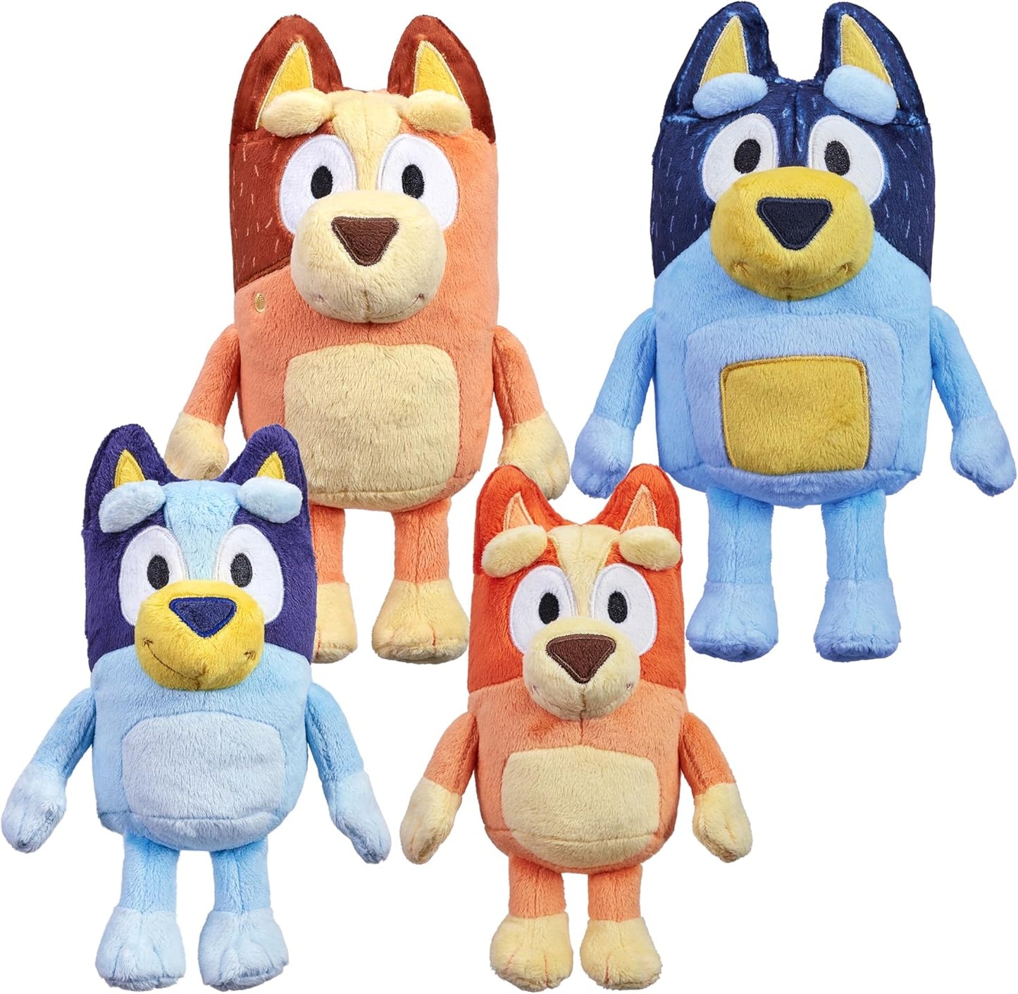 Bluey Heeler Family Stuffed Animal Set of 4, 7-8”, Soft, Bingo, Bandit, and Chilli Plush Figure Toys, Cuddly Plush Toys for Kids Ages 3+
