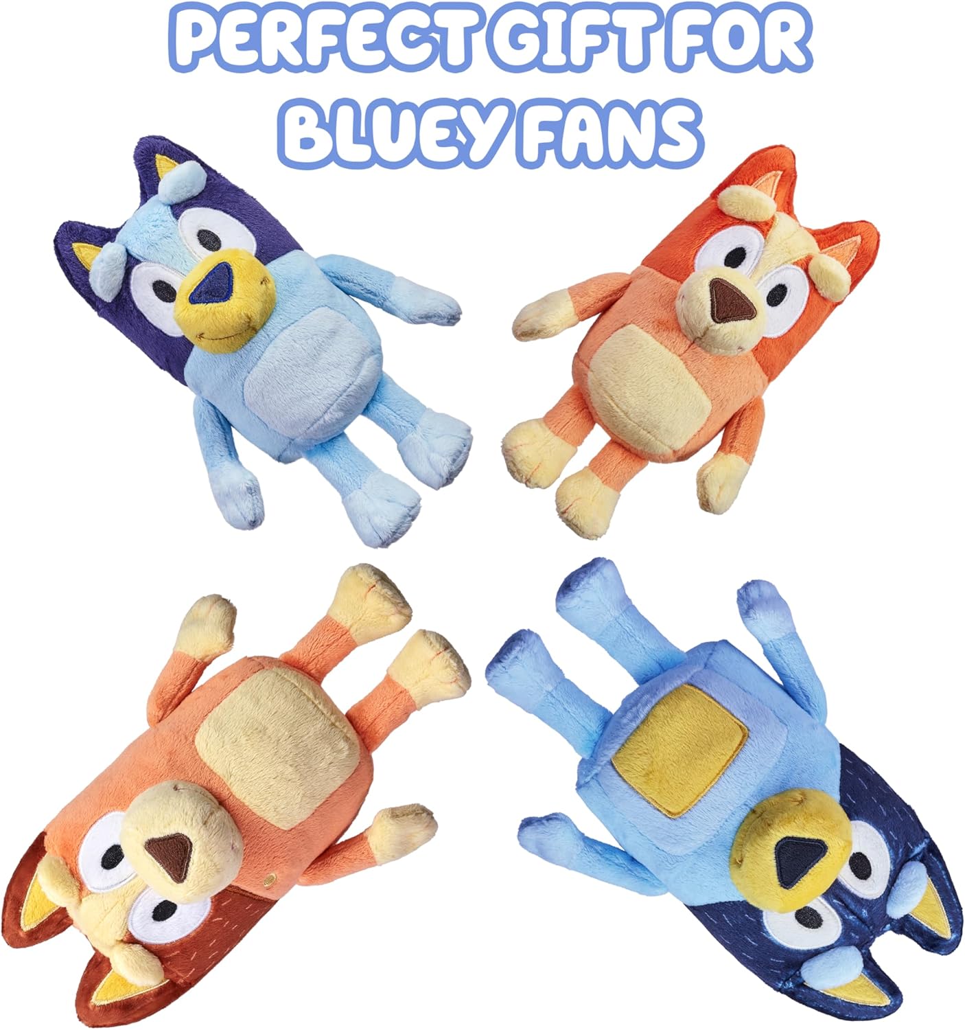 Bluey Heeler Family Stuffed Animal Set of 4, 7-8”, Soft, Bingo, Bandit, and Chilli Plush Figure Toys, Cuddly Plush Toys for Kids Ages 3+