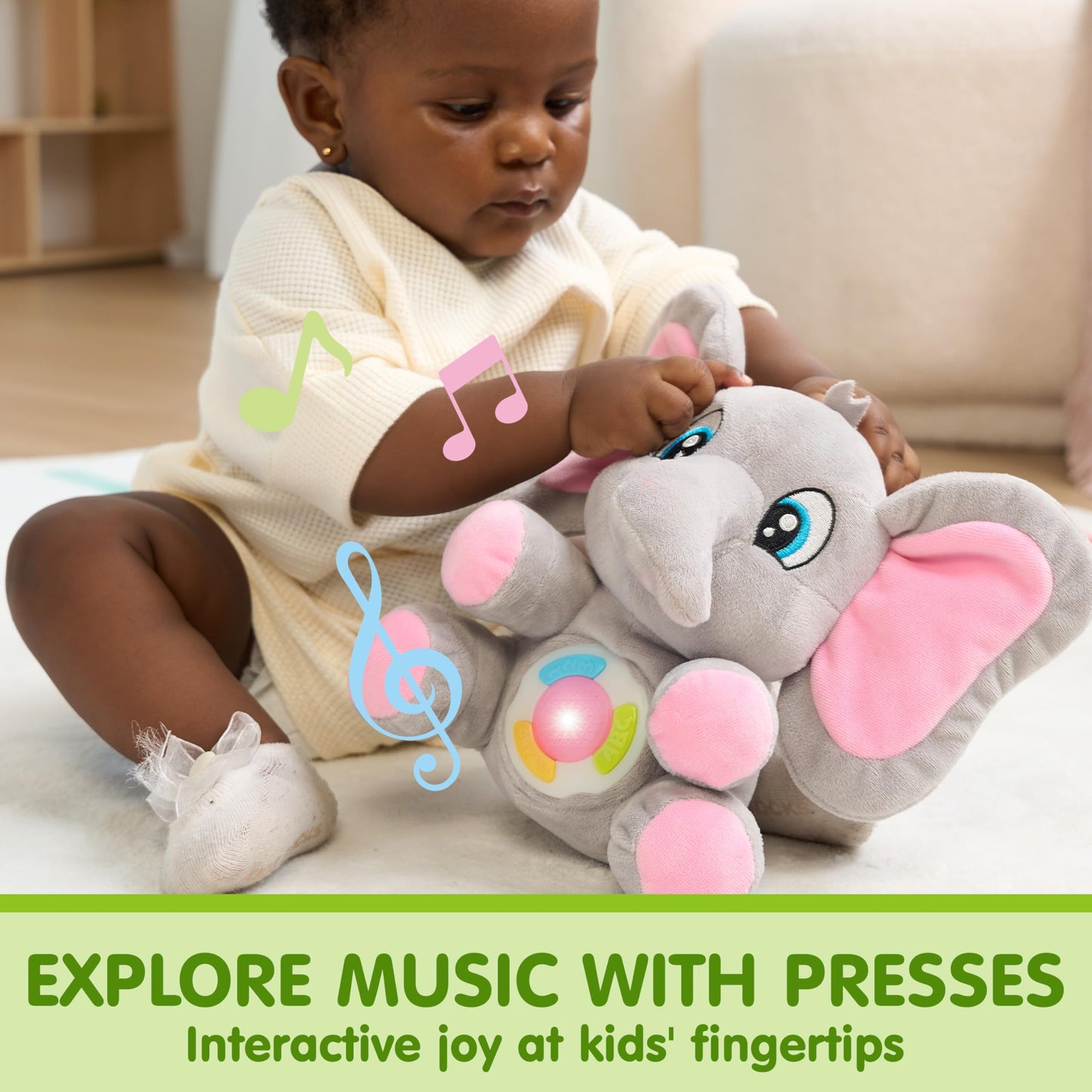 JOYIN Musical Dinosuar Plush Baby Toy, Stuffed Animal with Music & Light, Baby Musical Soft Plush Toys for Infant Babies, Christmas Birthday Gifts for Boys and Girls 6+ Months