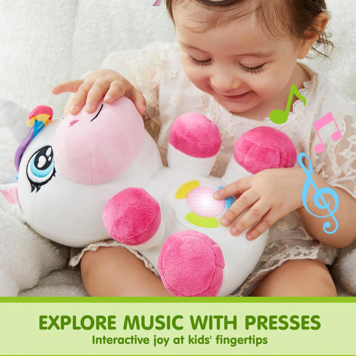 JOYIN Musical Dinosuar Plush Baby Toy, Stuffed Animal with Music & Light, Baby Musical Soft Plush Toys for Infant Babies, Christmas Birthday Gifts for Boys and Girls 6+ Months